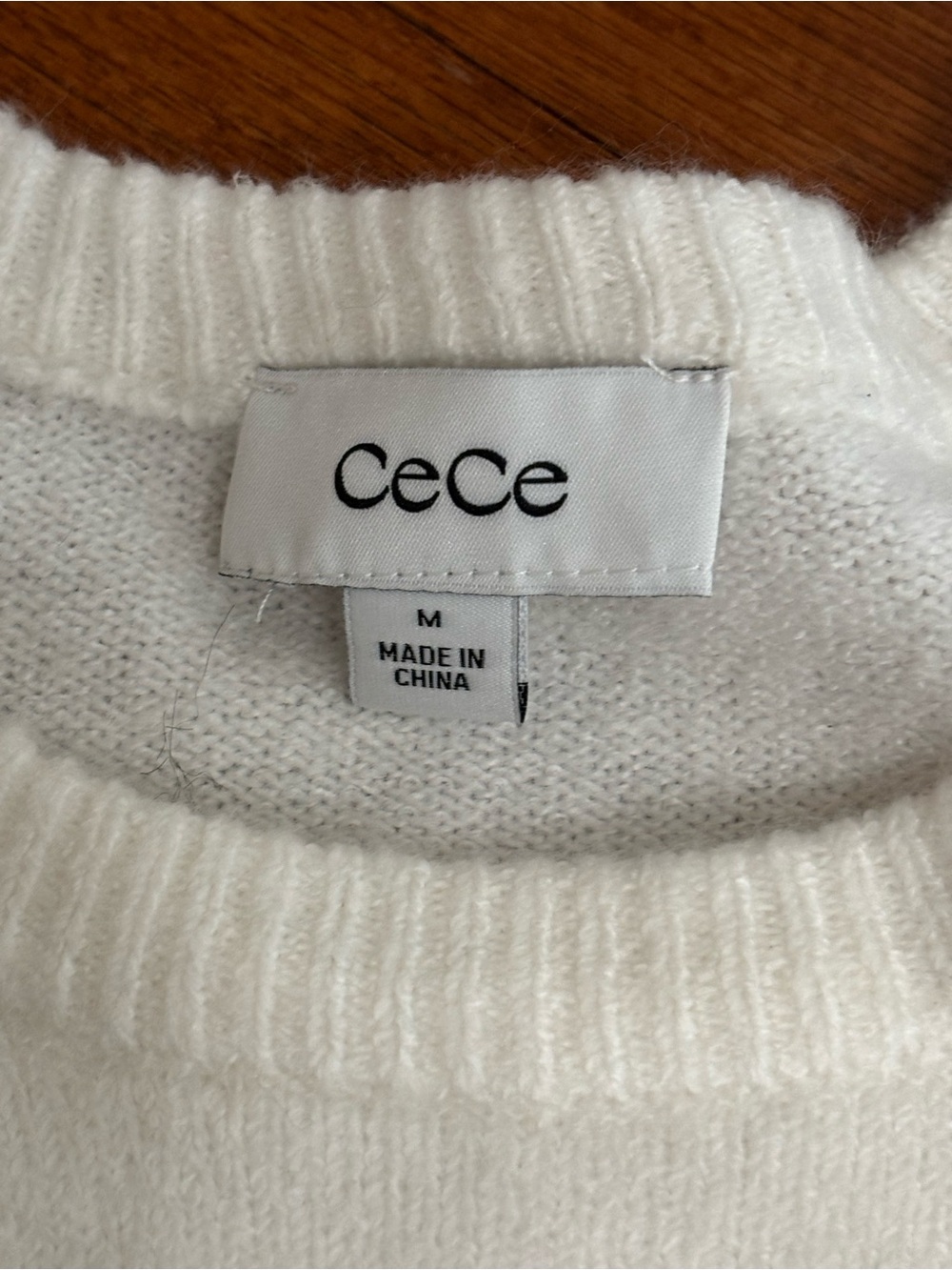 CeCe White Crewneck Sweater with Black Stars & Red Ski Stripe - Picture 5 of 8